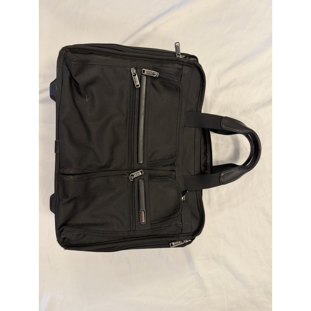 TUMI Alpha 26103D4 Black Nylon Deluxe Expandable Wheeled Rolling Briefcase - Picture 3 of 16